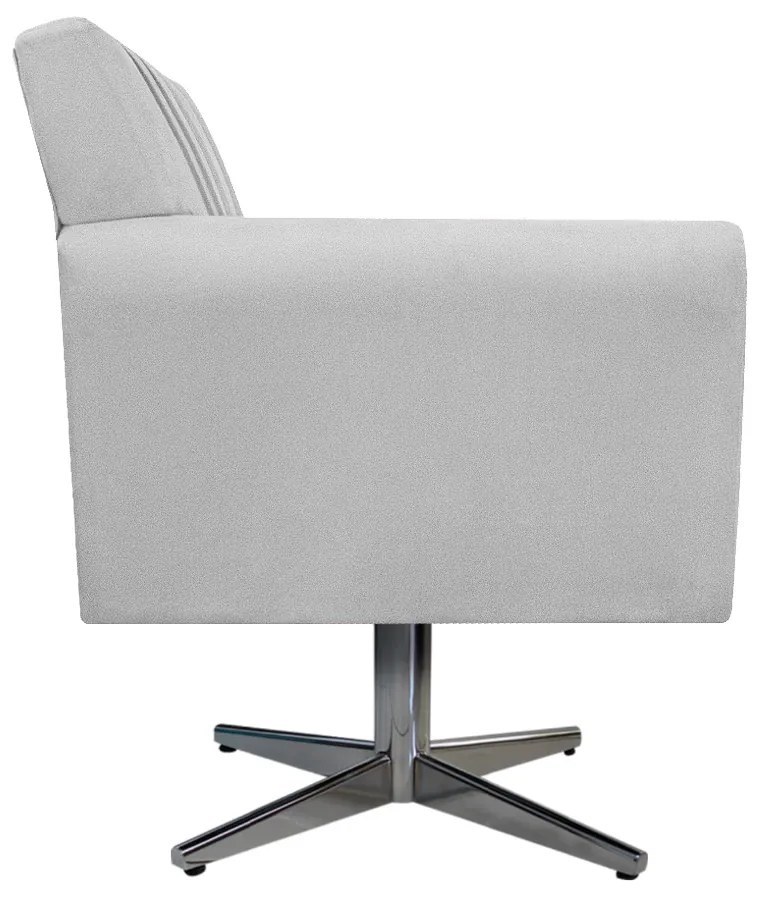 Poltrona Laura Base Giratória de Metal Suede Branco - ADJ Decor