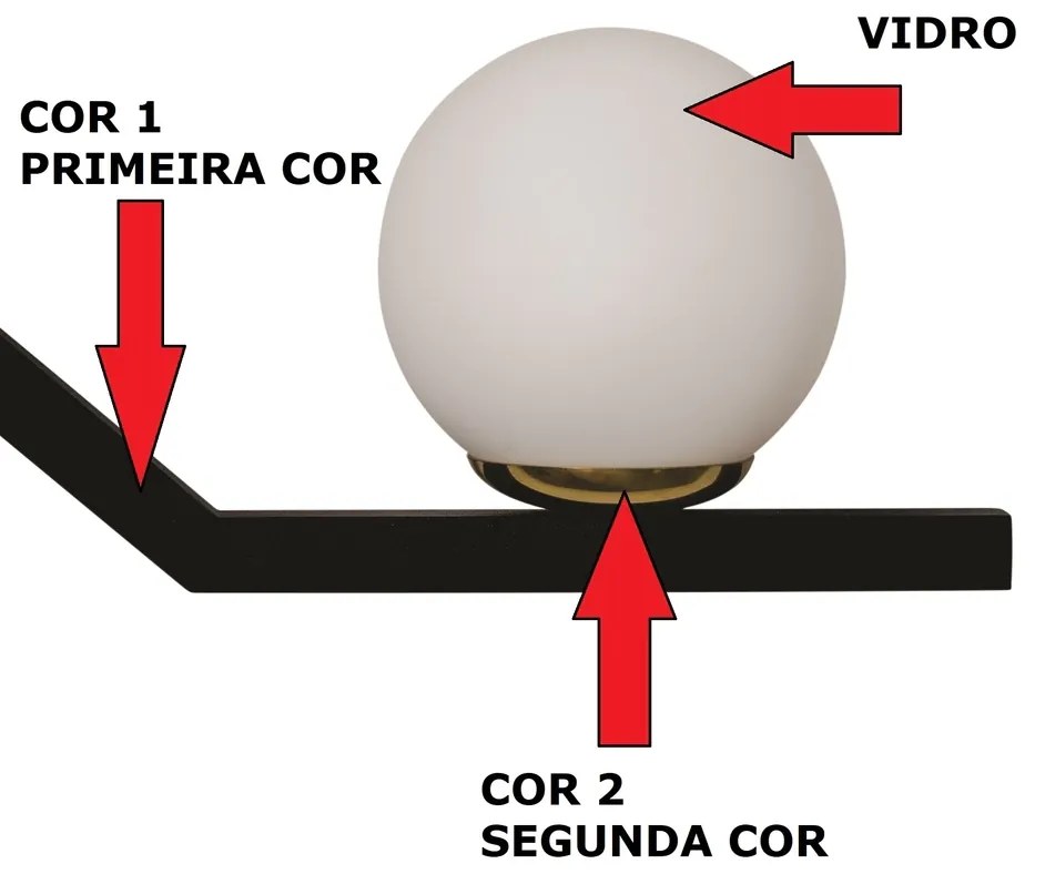Abajur Zig Ø17X56Cm 1Xg9 / Globo Ø12Cm | Usina 16835/1 (PT / CB-PV - Preto Texturizado / Cobre Brilho Polido Verniz, FOSCO)