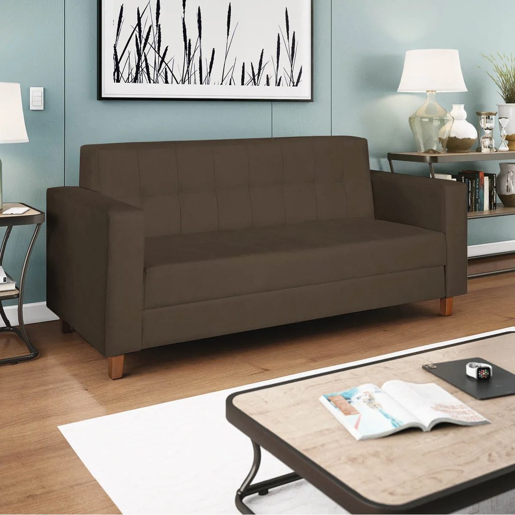 Sofá 2 Lugares Denver Suede Marrom - ADJ Decor