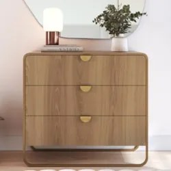 Cômoda Quarto Solteiro 90cm 3 Gavetas Mario Hanover/Dourado A10 - Mpoz
