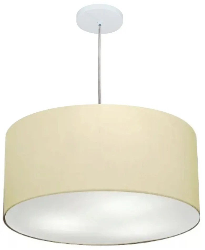 Lustre Pendente Cilíndrico Md-4214 Cúpula em Tecido 55x25cm Algodão Crú - Bivolt