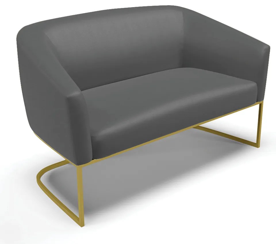 Sofá 2 Lugares Namoradeira Industrial Dourado Stella Sintético Grafite D03 - D'Rossi