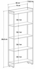 Estante Livreiro Dynamica Industrial 80cm 5 Prateleiras C08 Nogal - Mp