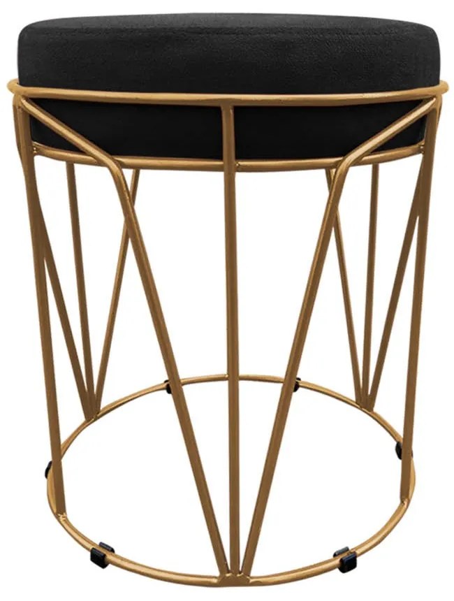 Kit 02 Puff Babu Suede Base Dourado - Preto