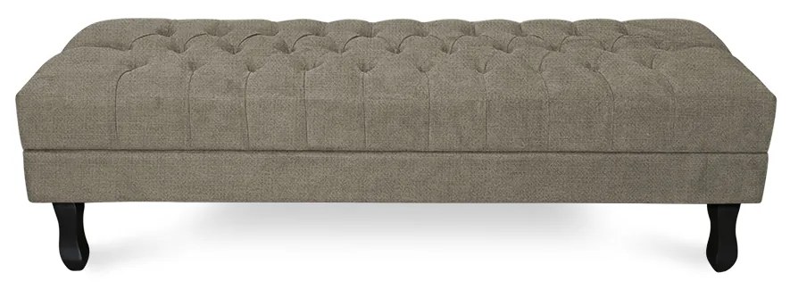 Puff Baú Decorativo Capitonê Luis XV 100x40cm Linho Bege - Sheep Estofados - Bege