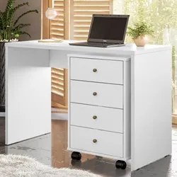 Gaveteiro Office 4 Gavetas Com Rodízios Presence D02 Branco - Mpozenat