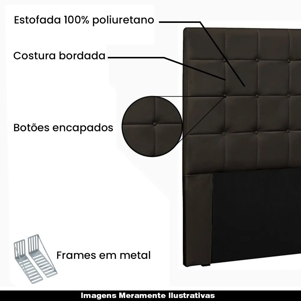 Cabeceira Decorativa Casal 1,40M Tropea PU Marrom G63 - Gran Belo