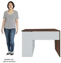 Conjunto Escritório Home Office 4 Peças Look A06 Branco/Ipê - Mpozenat