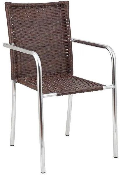 Conjunto de Mesa Jardim Alumínio Fibra 4 Cadeiras Área Externa Castanho
