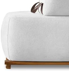 Sofá 2 Lugares 160cm Ilha Base Madeira Viero S06 Boucle Branco - Mpoze