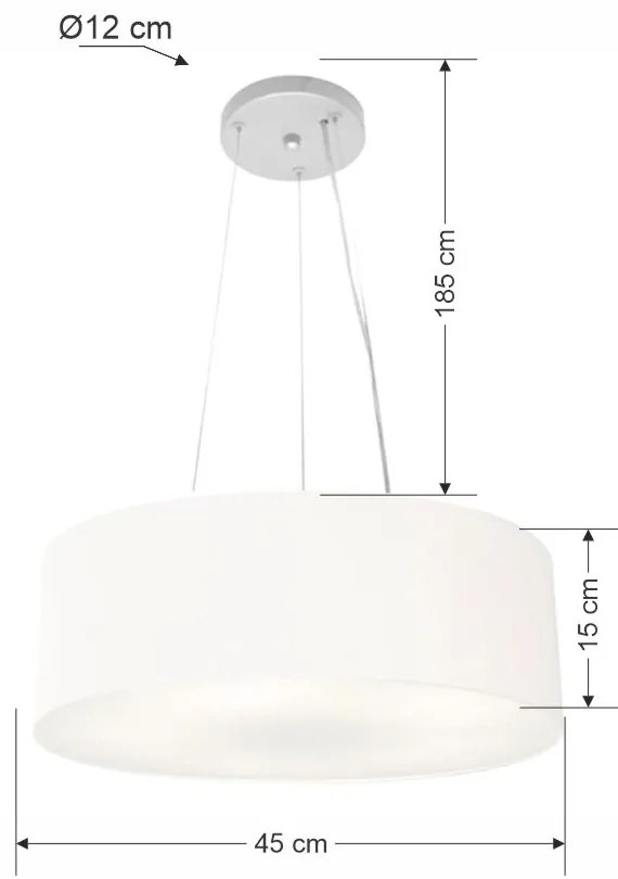 Lustre Pendente Cilíndrico Md-4184 Cúpula em Tecido 45x15cm Branco - Bivolt
