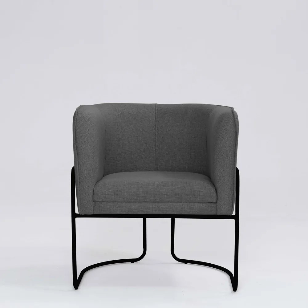 Poltrona Decorativa Belinda D07 Base Aço Linho Mescla Chumbo - D'Rossi