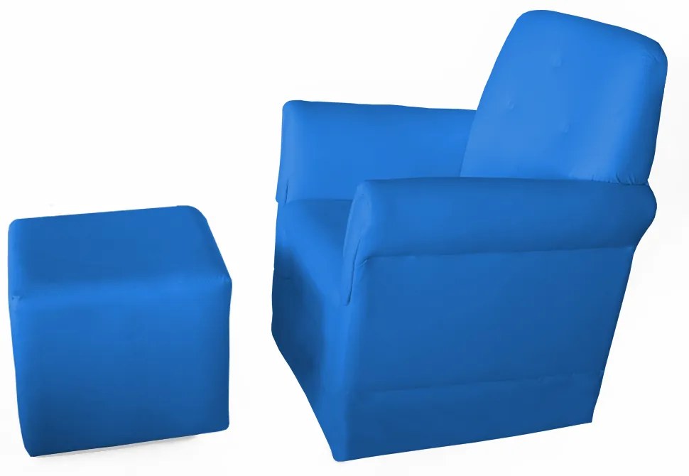Poltrona Suzi Amamentação Balanço + Puff Suzi Suede Azul Royal