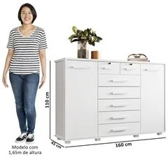 Cômoda Sapateira para Quarto 160cm 2 Portas 7 Gavetas Fontaine A02 Bra
