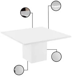 Mesa de Jantar Quadrada 136cm Laca Adelle N04 Branco - Mpozenato