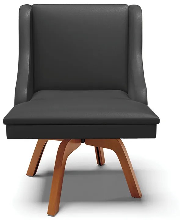 Kit 04 Cadeiras de Jantar Liz Corino Preto Base Giratória de Madeira MM35 D03 - D'Rossi