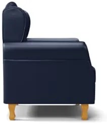 Poltrona de Amamentação com Pés de Madeira Lucy Z39 Sintético Azul Mar