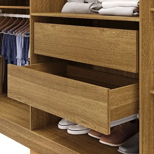 Guarda Roupa Com Espelho Elegance 6 Portas Nature/Alasca - Vila Rica Móveis