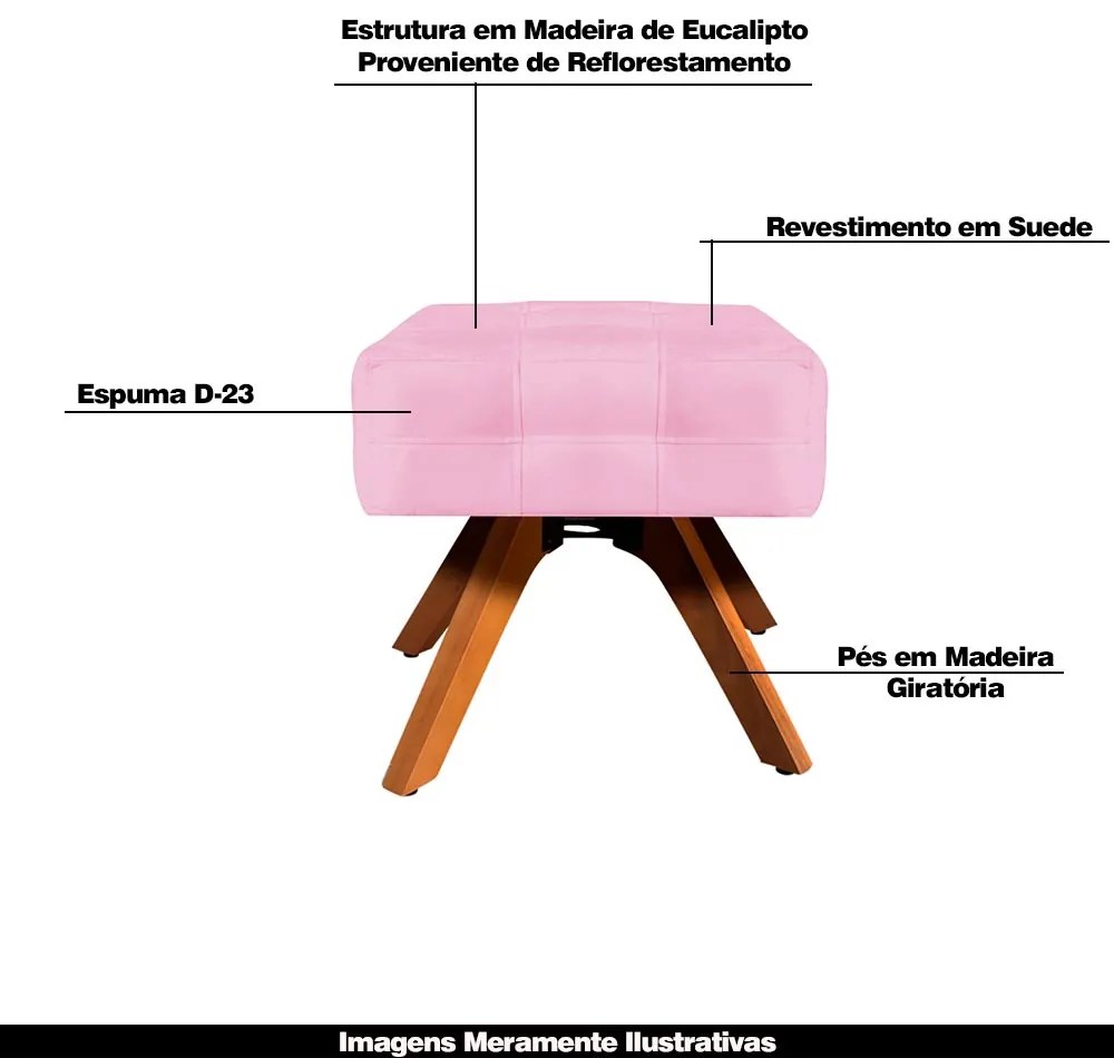 Kit 2 Puffs Decorativos Base Giratória Karen Suede Rosa G19 - Gran Belo