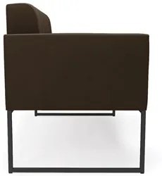 Sofá Namoradeira e 2 Poltronas Base Industrial Preto Ana Suede Marrom