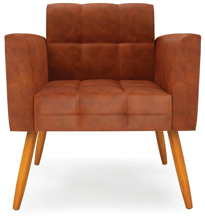 Poltrona Elisa Corano Nozes Pés Palito Castanho D03 - D'Rossi