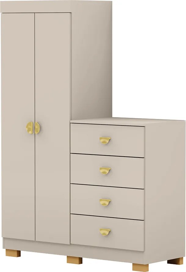 Cômoda Roupeiro Allure 4 Gavetas 2 Portas com Prateleiras Fendi G98 - Gran Belo