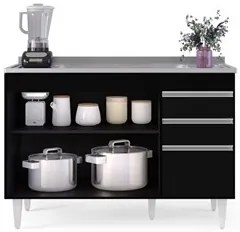 Armário de Cozinha Modulado de Canto Direito 4 Peças CP39 com Pia Inox