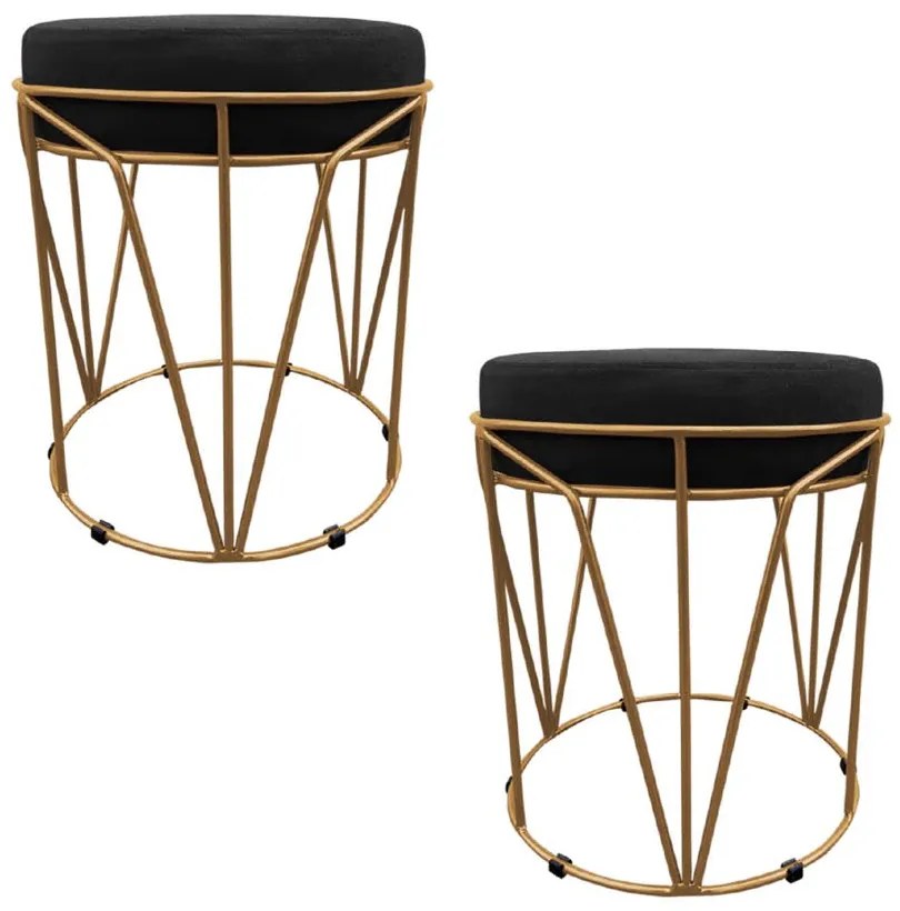KIT 02 PUFF BABU SUEDE BASE DOURADO DROS - Preto