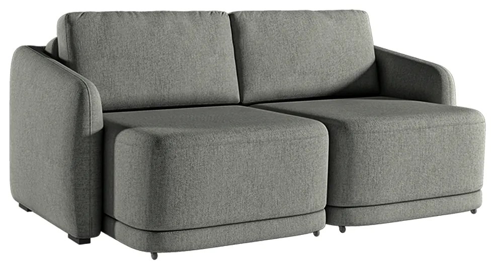 Sofá Cama Modulado Retrátil e Reclinável Decorativo Varsóvia 216cm Linho Cinza Chumbo G33 - Gran Belo