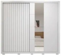 Guarda Roupa Casal 245cm 2 Portas Espelho Scipio Branco C01 - Mpozenat