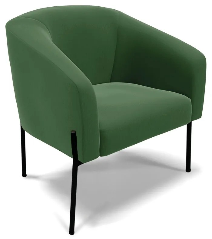 Poltrona Decorativa Pé de Ferro Preto Stella Suede Suede Verde D03 - D'Rossi