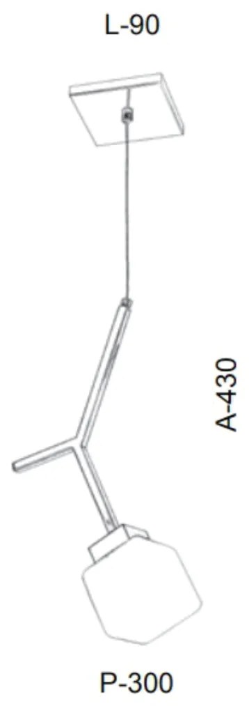 Pendente Three Vidro Quadrado 09X43X30Cm Metal E Cubo 01Xg9 | Old Arti... (CAFÉ / COBRE BRILHO, FOSCO (BRANCO))