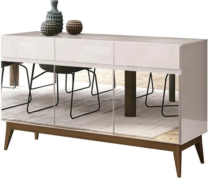 Buffet Sala Jantar Espelhado 3 Portas Malbec Edn Off White