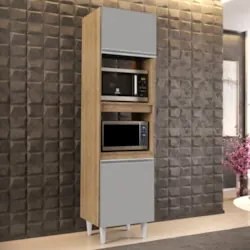 Paneleiro Cozinha Torre Quente 56cm Colorado Castanho/Cinza - Lumil Mó