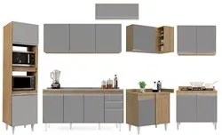Armário de Cozinha Modulada de Canto 8 Peças CP09 Balcão com Pia Inox