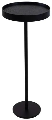 Mesa de Apoio Kyoto Alta Laca Preta Recouco Croco Preto Base Preta 60cm - 67764 Sun House