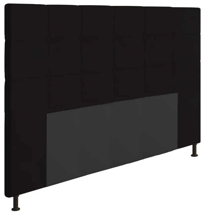Cabeceira Casal Queen Cama Box 160cm para Quarto Stambul Suede M11 - D'Rossi - Preto