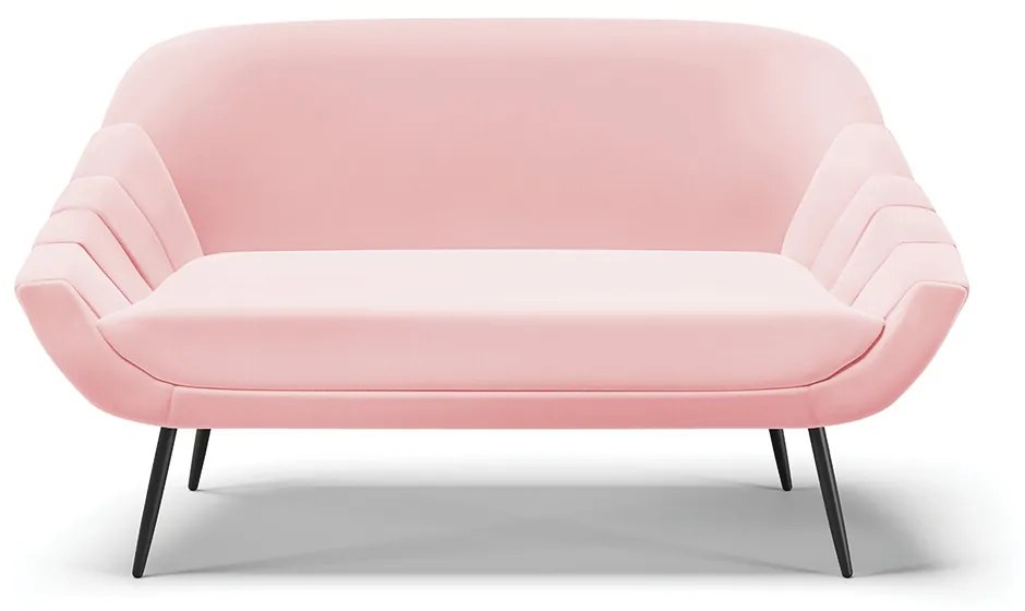 Kit 01 Namoradeira 02 Lugares e 01 Poltrona Giovana Suede Pés Palito de Ferro - D'Rossi - Rosa Bebê