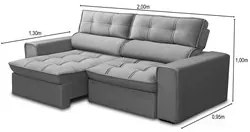Sofá Retrátil Reclinável 3 Lugares 200cm Blanches F05 Veludo Prata - M