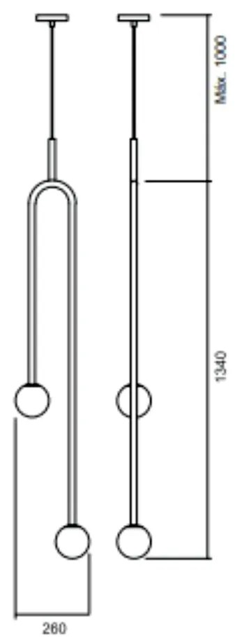 Pendente Pêndulo C/ 2 Globos 26X134Xcm 2L G9 / Metal E Globo Ø12Cm | U... (ND-B - Nude Brilho, CLEAR)