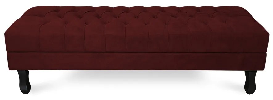 Puff Baú Decorativo Capitonê Luis XV 100x40cm Suede Bordô - Sheep Estofados - Vermelho escuro