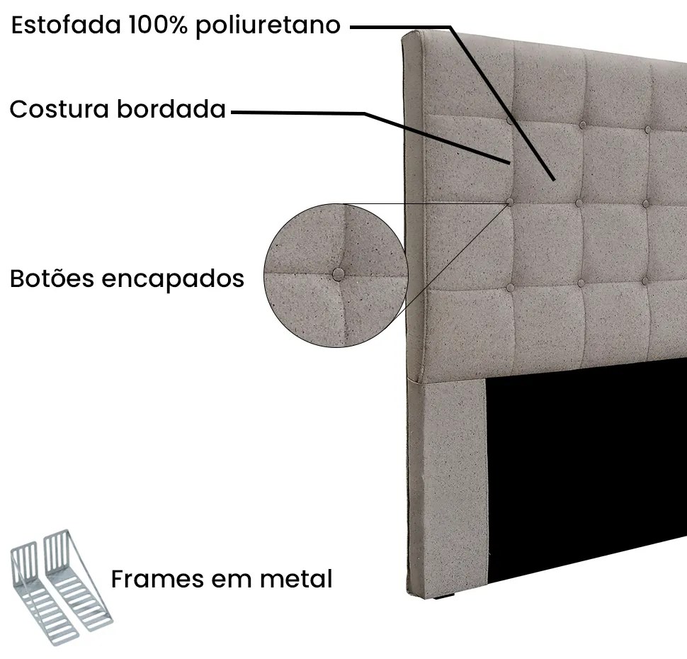 Cabeceira Cama Box Solteiro 90 cm Verona Linho S04 - D'Rossi - Areia