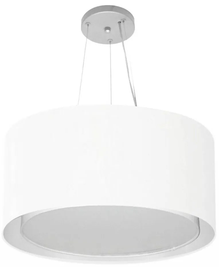 Lustre Pendente Cilíndrico Duplo Md-4300 Cúpula em Tecido 50x30cm Branco - Bivolt