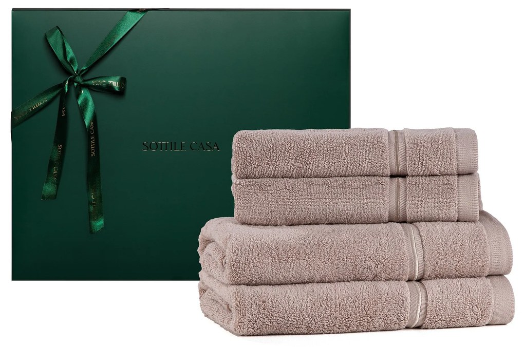 Kit Toalhas de Banho 04 Pçs 100% Algodão Lázio Tinto c/ Caixa de Presente Verde- Fend Fend