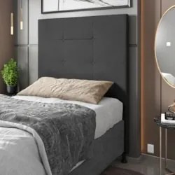 Cabeceira Cama Box Solteiro 90cm Safira Suede Cinza Z51 - Mpozenato