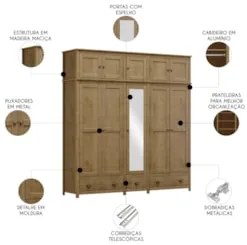 Guarda Roupa Casal 221cm 10 Portas 3 Gavetas Lázio Freijó F07 - Mpozen