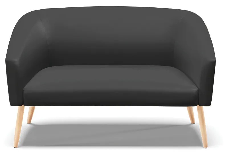 Sofá 2 Lugares Namoradeira Pé Palito Natural Stella Sintético Preto D03 - D'Rossi