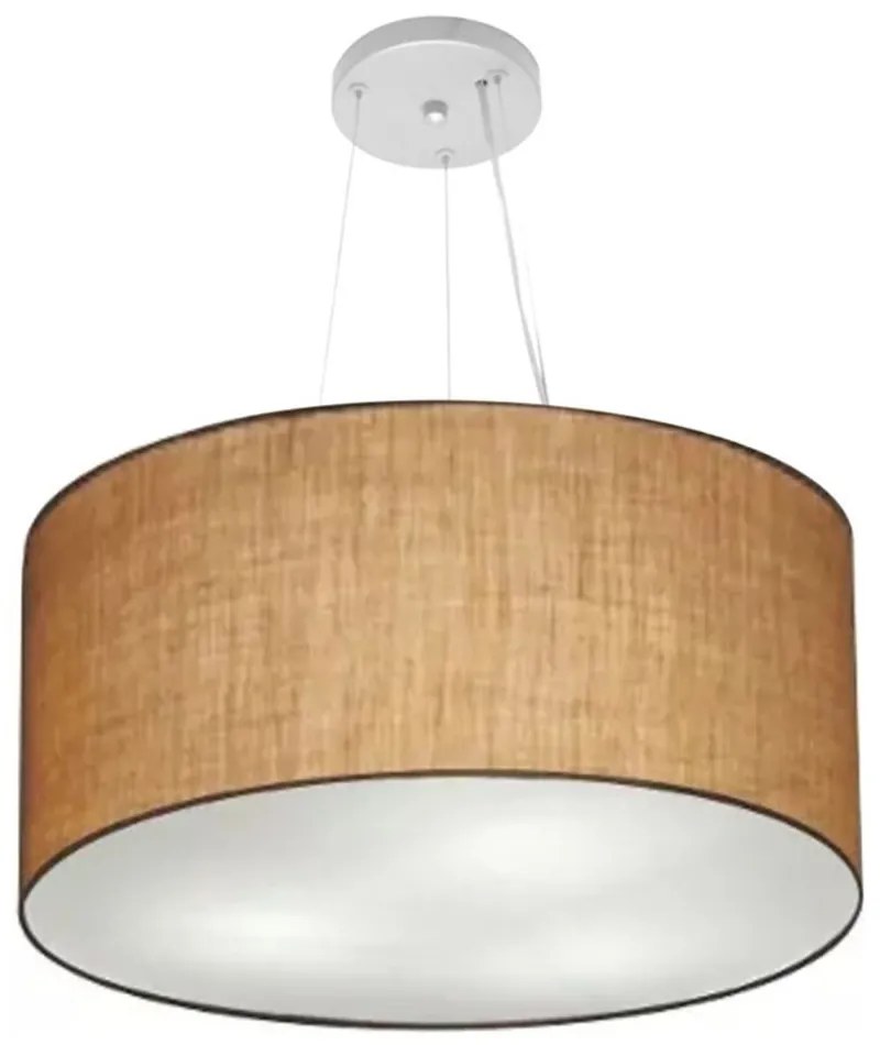 Lustre Pendente Cilíndrico Md-4192 Cúpula em Tecido 55x30cm Palha - Bivolt