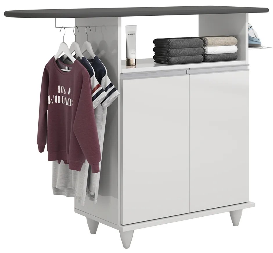 Tábua de Passar com Balcão 02 Portas Angel 119 cm - D'Rossi - Branco