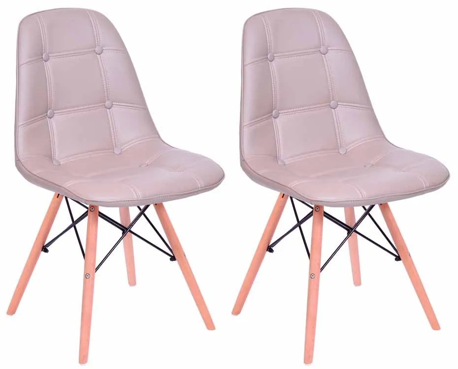 Conjunto 2 Cadeiras Eiffel Botonê Bege Acinzentado - Conjunto 2 Cadeiras Eiffel Botonê – Bege Acinzentado